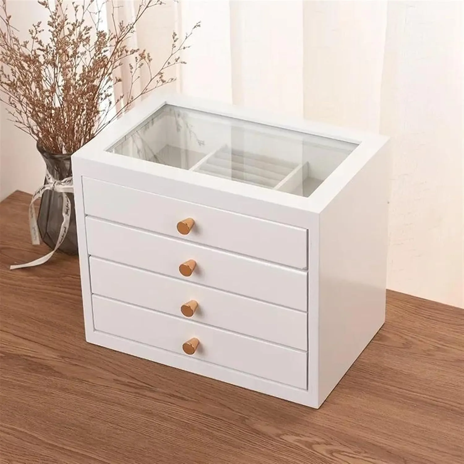 Display Earrings Accessories Storage Earring weed Jewellery Box Necklace Jewellery Box(Brown 4) Necklace Organiser Wood Jewelry Box Transparent Drawer Ring Necklace Bracelet Jewelry Boxes Organizer Tray 