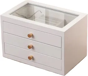 Display Earrings Accessories Storage Earring weed Jewellery Box Necklace Jewellery Box(Brown 4) Necklace Organiser Wood Jewelry Box Transparent Drawer Ring Necklace Bracelet Jewelry Boxes Organizer Tray 
