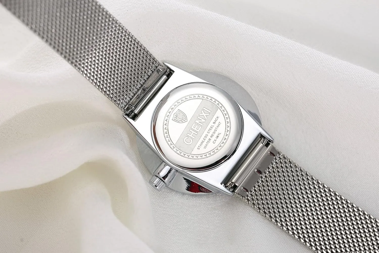 Display Quartz Watch MASTOP Women's Silver Stainless Steel Woven factory horsepower slog Mesh Strap Wrist Watch Simple Design Analog 