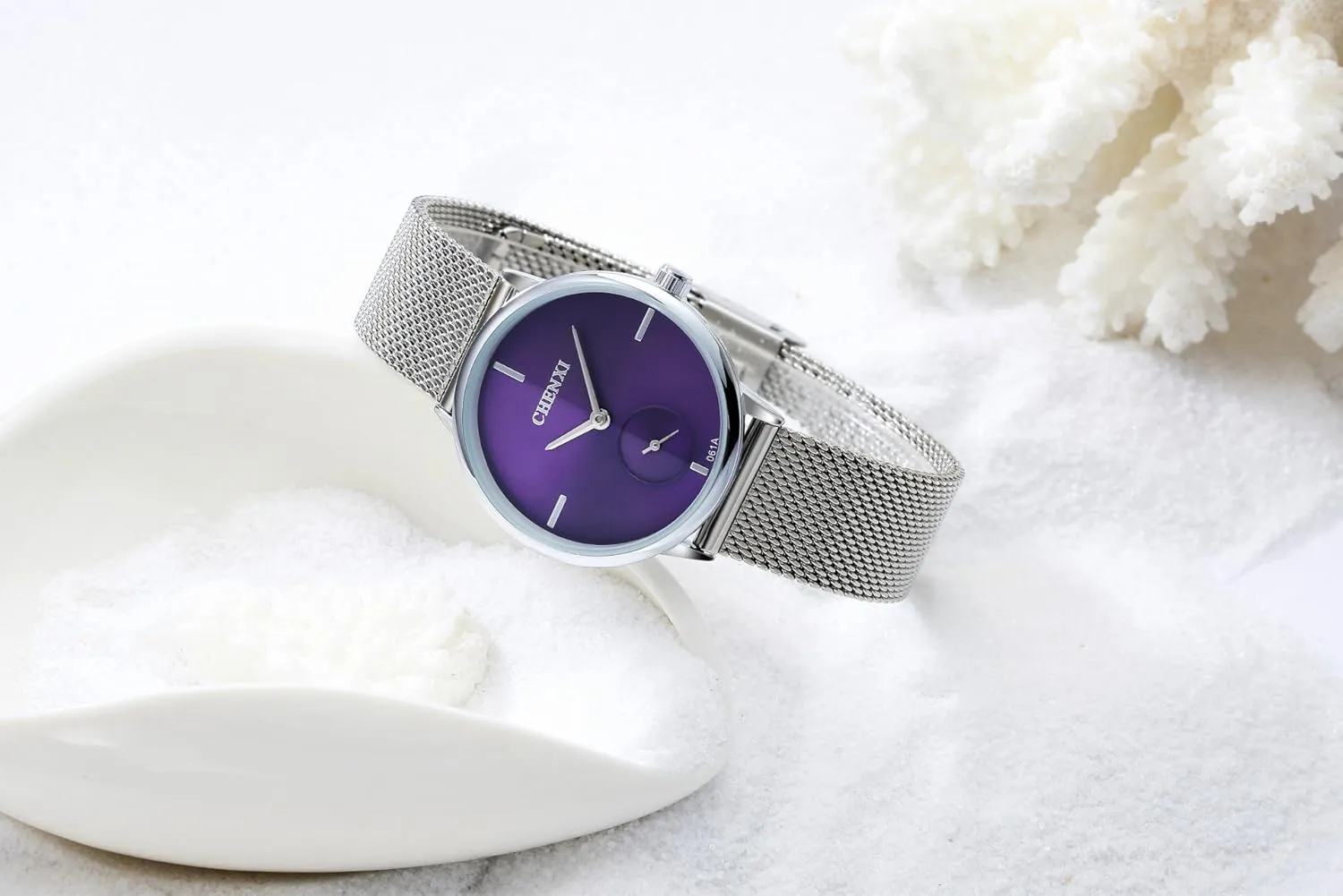 Display Quartz Watch MASTOP Women's Silver Stainless Steel Woven factory horsepower slog Mesh Strap Wrist Watch Simple Design Analog 