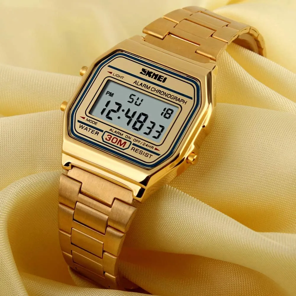 Display Stainless Steel Square Countdown Alarm Backlight Water Resistant Watch MASTOPMen's Digital static bulk reactor defensive reasonable Sports Watch Dual 