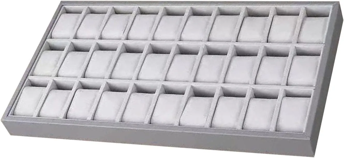Display Storage Case Wood PU Leather for Men and Women Organizer for Dresser short Shop Display, 30Slot B Baosity Watch Jewelry Tray Bracelet Bangle Watch 
