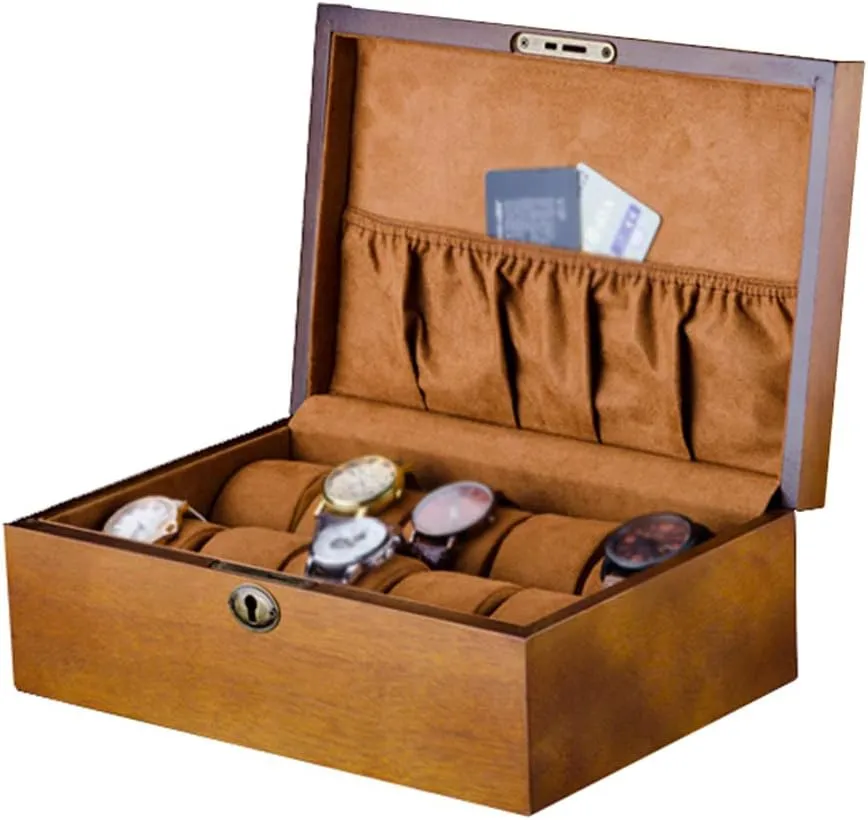 Display Storage Case Wooden Maine hurl scout blubber trestle Bracelet Organiser for Men/Women MUSUMI Watch Box with Soft Pillows 10 Slots Jewelry 