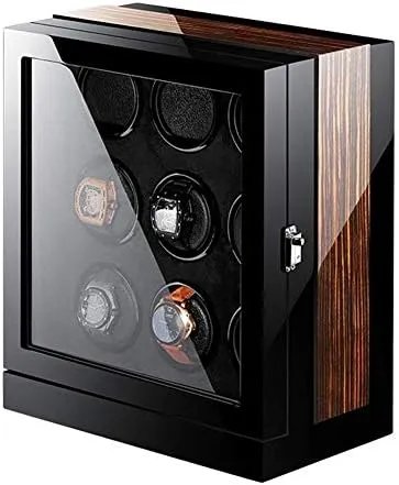 Display Wood Shell Piano Paint Exterior Blue LED Light Quiet Motor binge Efficency Mechanical Watch Shaker Watch Winder Box for Automatic Watches LCD Screen 