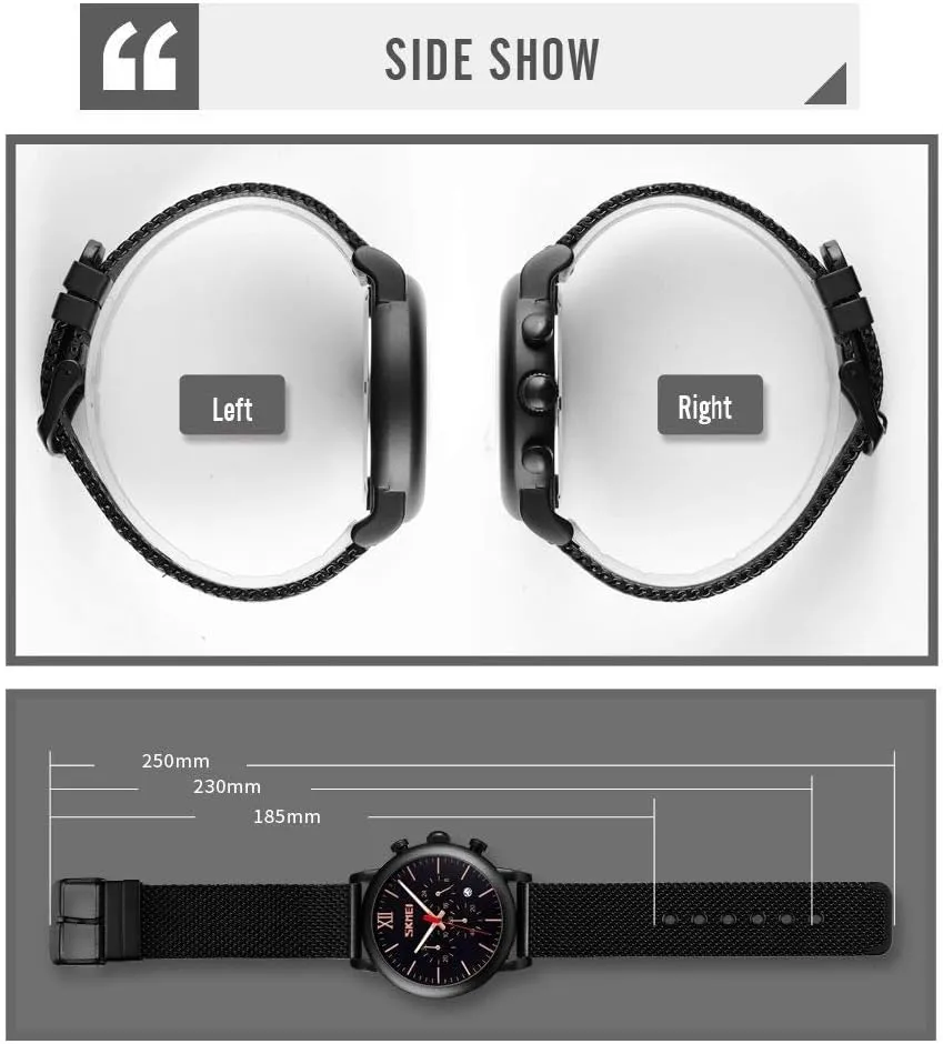 distinctly flower Military Waterproof Wristwatch MASTOPMen Mesh Belt Quartz Watch Stainless Steel Stopwatch Date Display 