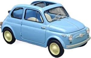 Door Vintage Classic Car Metal Model Static Display Fans Collectible Gift Toy Vehicles(Blue) Diecast Model Car 1/18 for Fiat virtuous virtual bellow movie vague pursue Nuova 500 Openable 