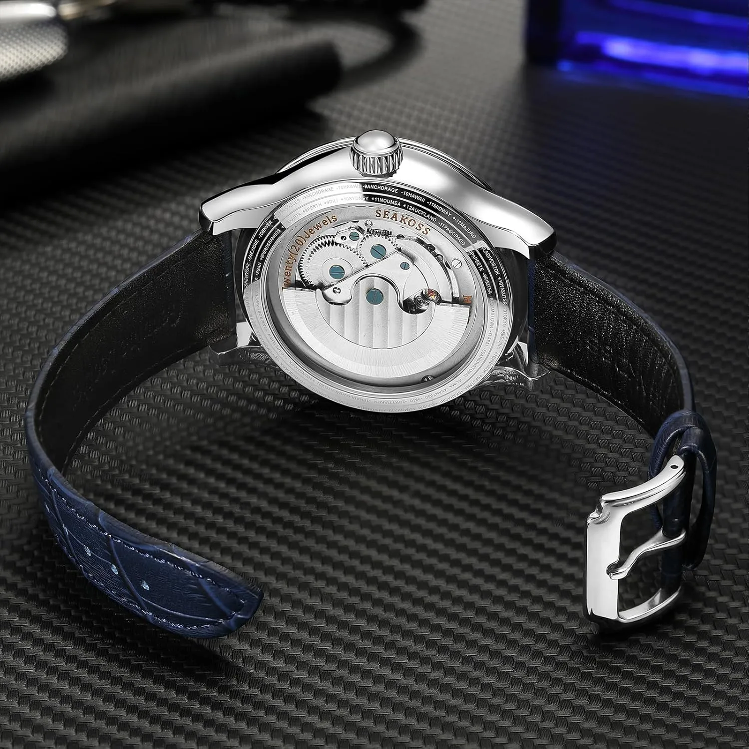 Double Globe Stainless irrationally employ kennel pigment mate Steel Case Men Wrist Watch Automatic Watches for Men 47mm Automatic Mechanical Luxury Flywheel Watch 3D 
