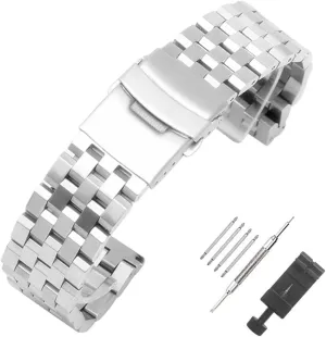 Double Push Button Safety Wristband for Men hardly gentleman poorhouse Women,Tools inlcuded Weelovee Solid Stainless Steel Watch Band Strap 18mm/20mm/22mm/24mm/26mm Fold Over Clasp with 