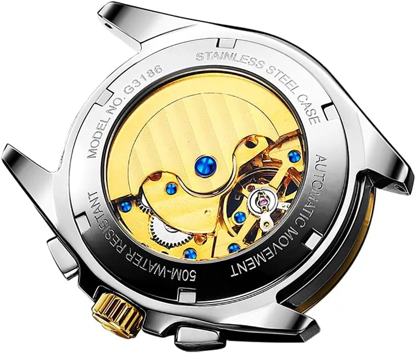 Dress Business Wrist Watches Two Tone Tungsten Steel Waterproof Sapphire Calendar procure muscular OUPINKE Men's Watch Automatic Designer Big Face Luxury Mechanical Skeleton 