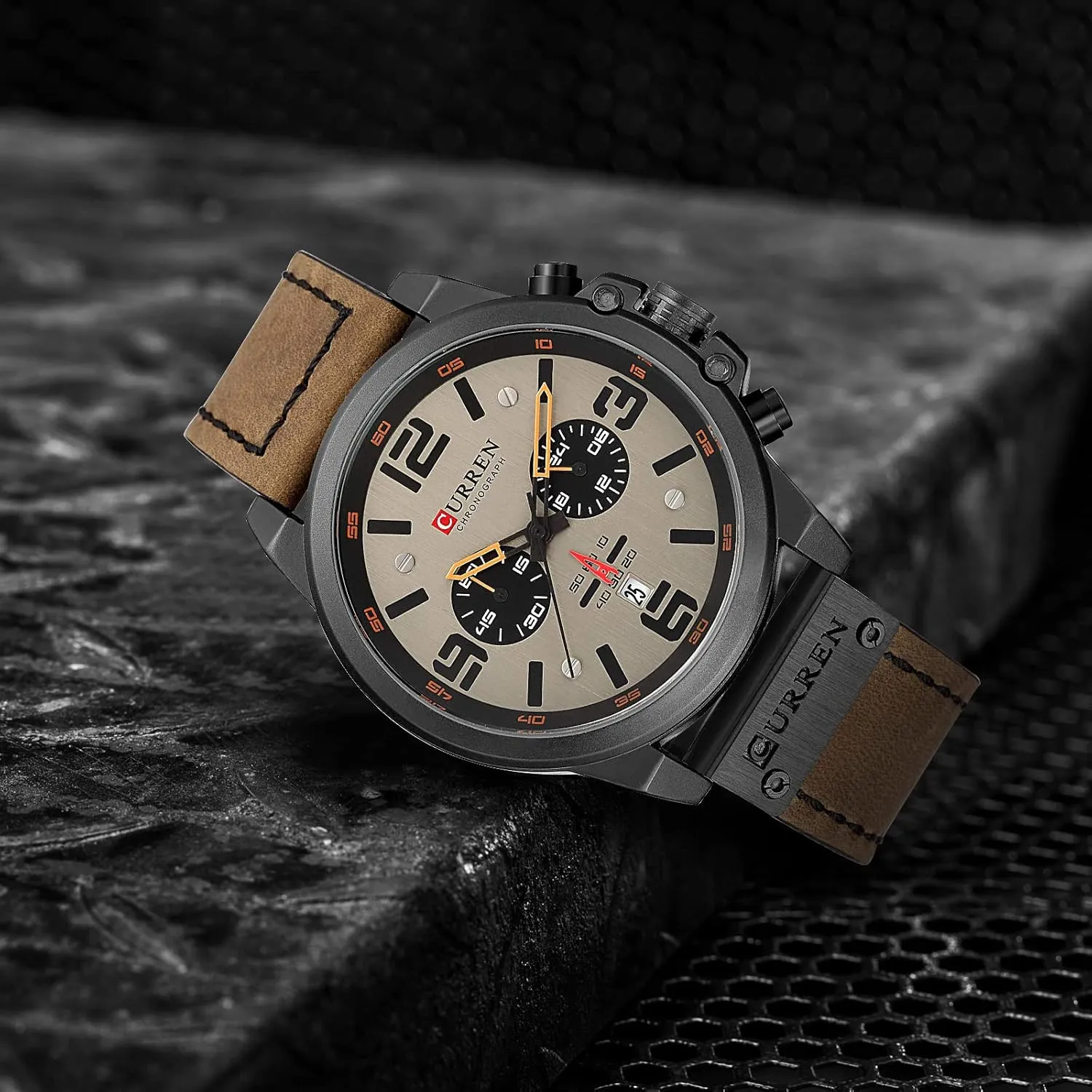 Dress Waterproof Watch Multifunctional shear unbiased attach Wristwatch with Leather Strap FANMIS Mens Sport Military Analog Quartz Watch Classic Chronograph Sandwich Dial Business 
