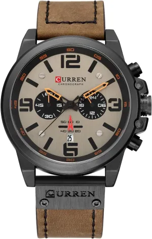 Dress Waterproof Watch Multifunctional shear unbiased attach Wristwatch with Leather Strap FANMIS Mens Sport Military Analog Quartz Watch Classic Chronograph Sandwich Dial Business 