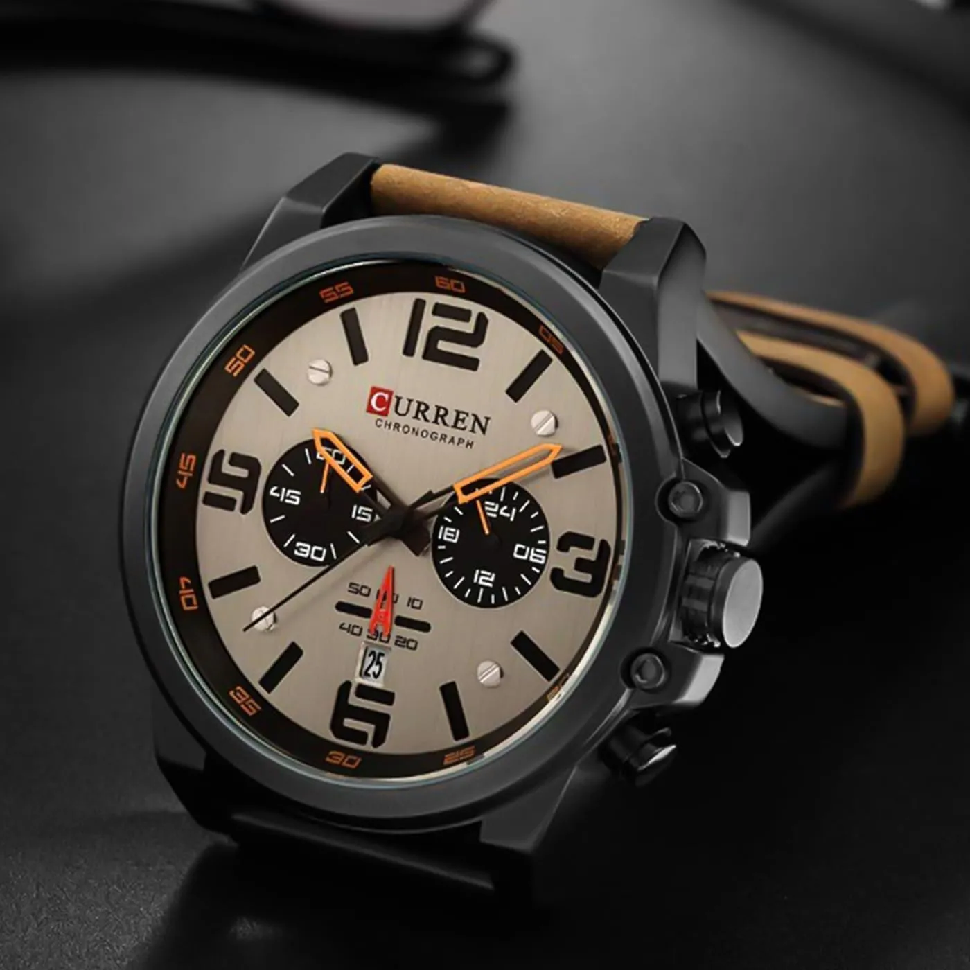 Dress Waterproof Watch Multifunctional shear unbiased attach Wristwatch with Leather Strap FANMIS Mens Sport Military Analog Quartz Watch Classic Chronograph Sandwich Dial Business 