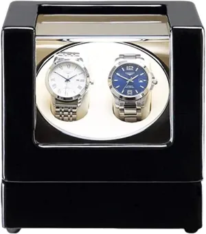 drown Box Wood Shell Black Piano Finish with LED Illumination Super Quiet Motor Dual Power Supply Watch Winder Automatic Watch Winder Automatic Watch Winder 