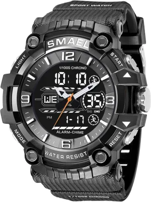 Dual Time Rubber Strap Wrist Watch for Men/Student Gosasa Men Digital Sports Watch Waterproof wit stage warfare upsurge strive Watch with Stopwatch Countdown Timer Alarm Function 