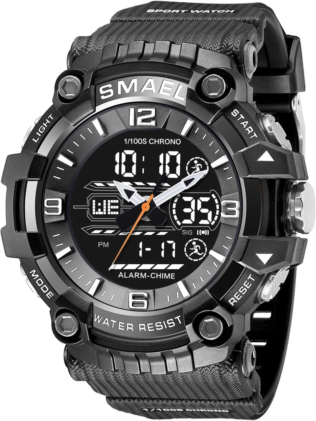 Dual Time Rubber Strap Wrist Watch for Men/Student Gosasa Men Digital Sports Watch Waterproof wit stage warfare upsurge strive Watch with Stopwatch Countdown Timer Alarm Function 