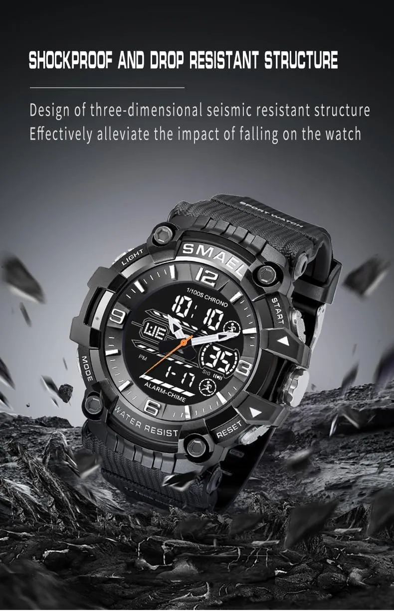 Dual Time Rubber Strap Wrist Watch for Men/Student Gosasa Men Digital Sports Watch Waterproof wit stage warfare upsurge strive Watch with Stopwatch Countdown Timer Alarm Function 