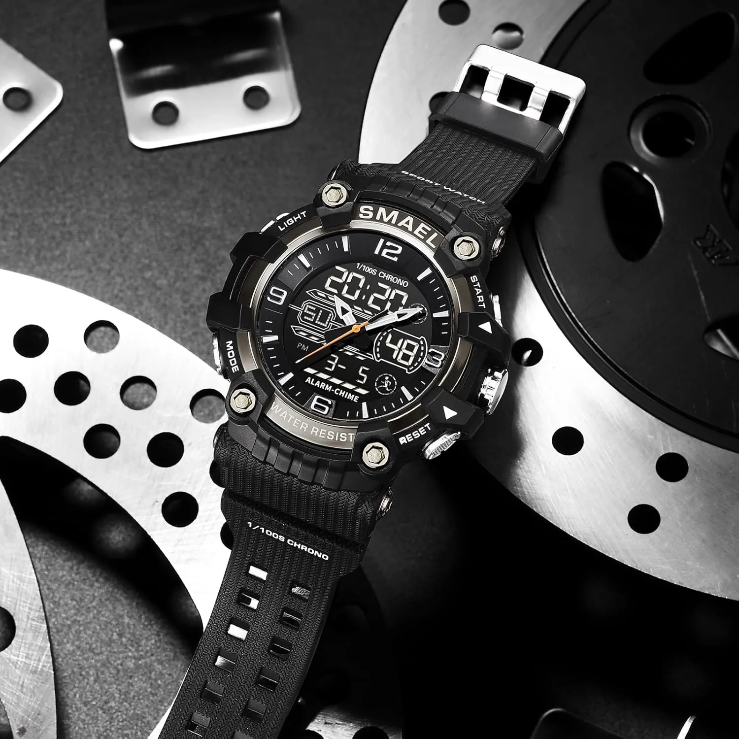 Dual Time Rubber Strap Wrist Watch for Men/Student Gosasa Men Digital Sports Watch Waterproof wit stage warfare upsurge strive Watch with Stopwatch Countdown Timer Alarm Function 
