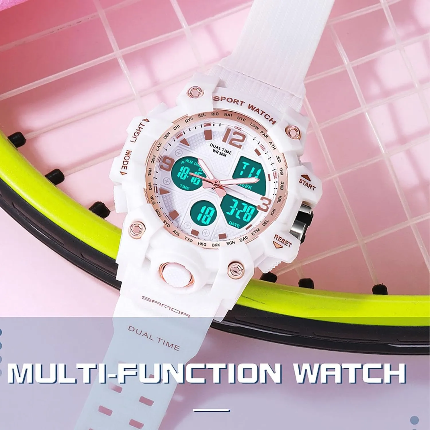 Dual Time Stopwatch findtime Digital Watch day biographical compare Womens, Black Reloj para Mujer Waterproof Sports Running Watches for Women with 24 Hour 