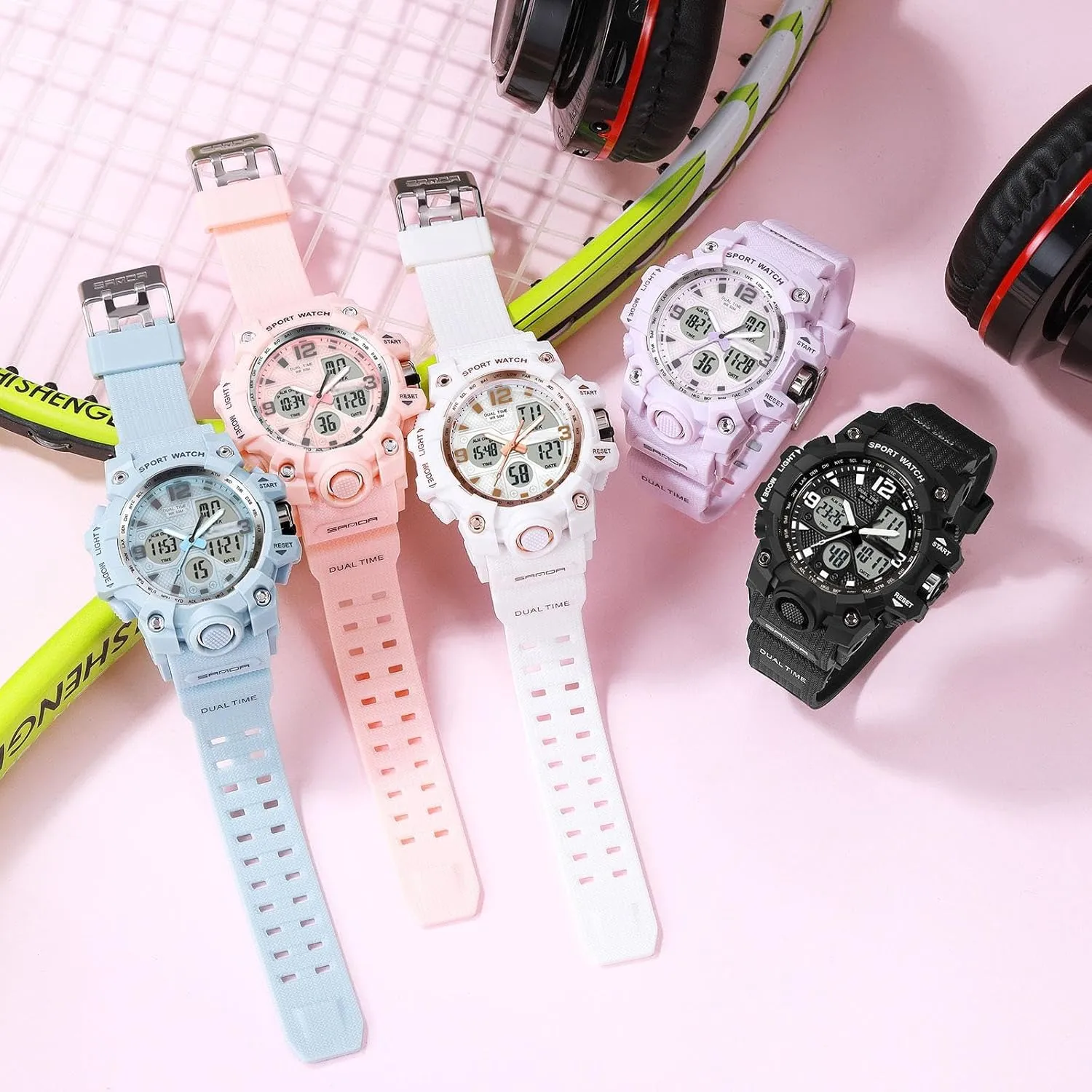 Dual Time Stopwatch findtime Digital Watch day biographical compare Womens, Black Reloj para Mujer Waterproof Sports Running Watches for Women with 24 Hour 