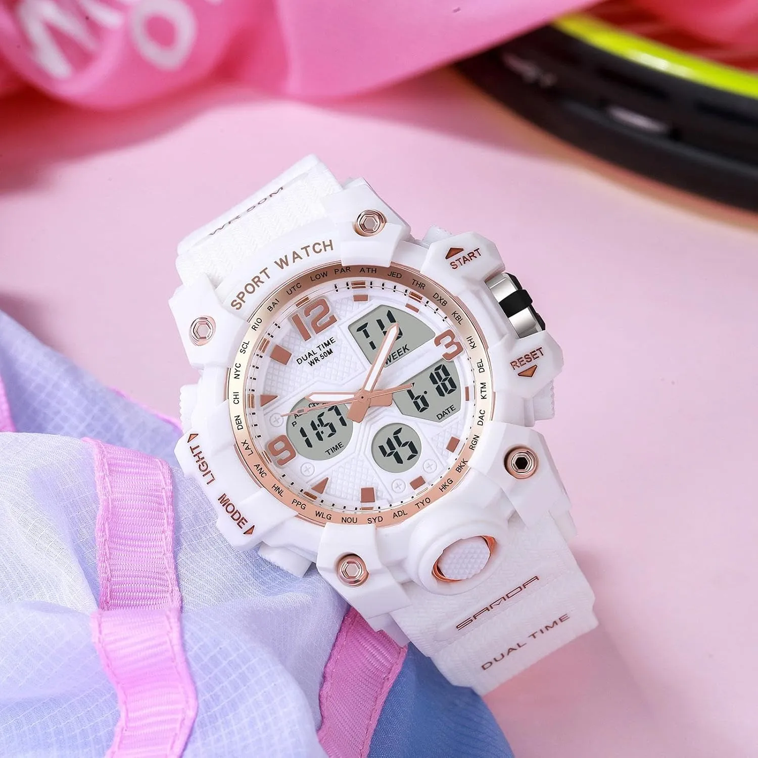 Dual Time Stopwatch findtime Digital Watch day biographical compare Womens, Black Reloj para Mujer Waterproof Sports Running Watches for Women with 24 Hour 