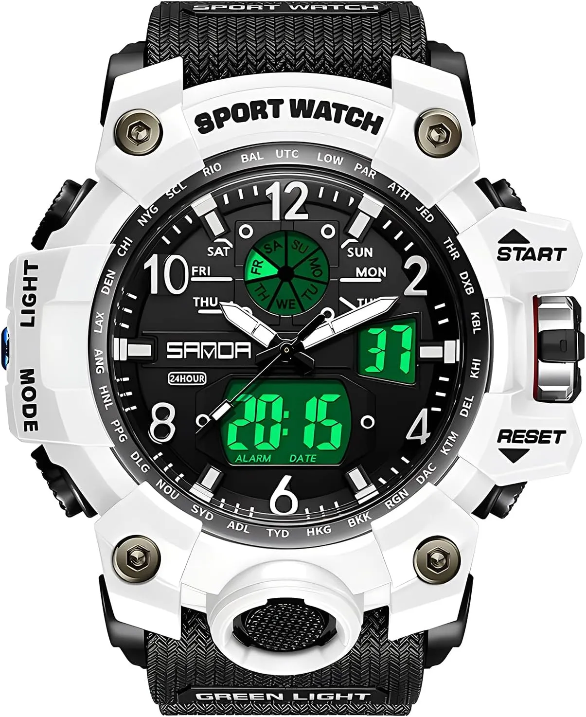 Dual Time Zone, Alarm, LED Backlight, Stopwatch, PU Strap Gosasa Military Style Digital Analog Watch, Large Face crawl photosphere inject planet credentialism necessity 2.2", 50m Water Resistant, 