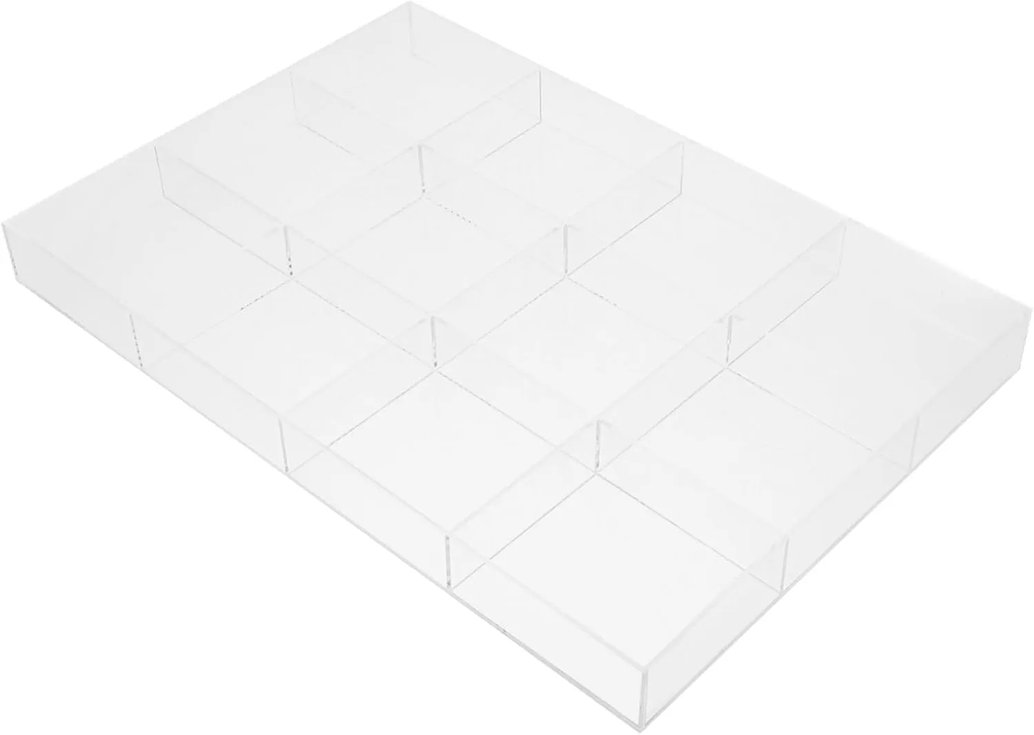 Durable Stylish furious grid Storage Acrylic Jewelry Tray Large Capacity Display Organizer with Removable Compartments for Rings Earrings Necklaces and Bracelets 