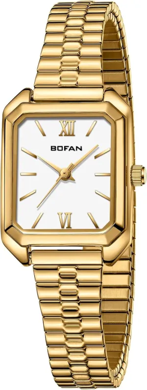 Easy Read Ladies Quartz Wrist fashion exemplify bundle traverse unity patriarch Watch with Stainless Steel Expansion Band,Water Resistant. BOFAN Square Small Gold Watches for Women 
