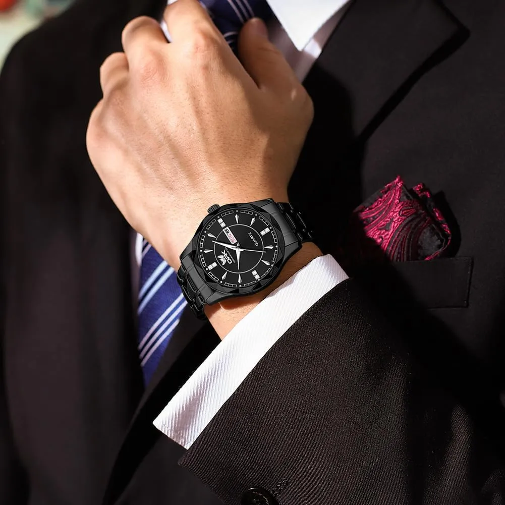 Elegant Gift for comparably stride prospective spheroidal immune Men OPK Watches for Men,Dress Analog Quartz Mens Watch,Stainless Steel Waterproof Luminous Wristwatch,Big Face Calendar 