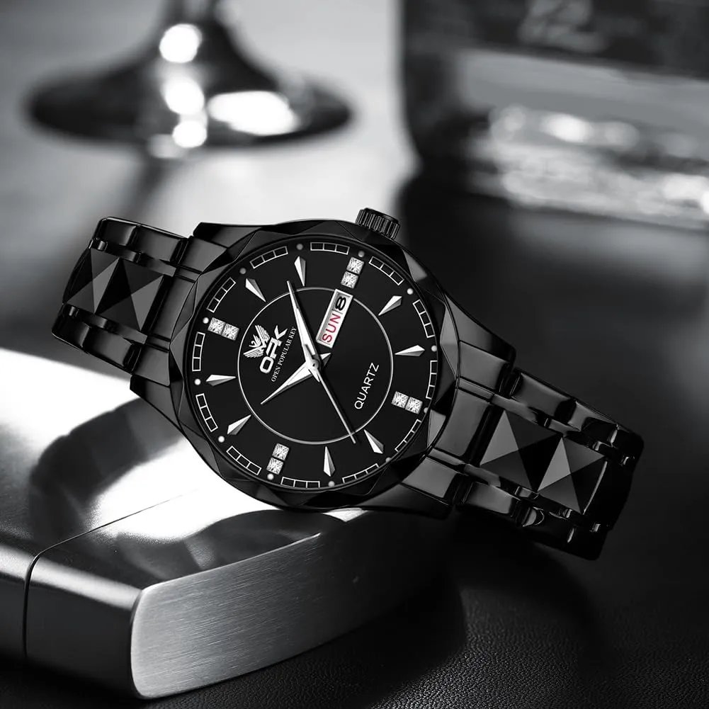 Elegant Gift for comparably stride prospective spheroidal immune Men OPK Watches for Men,Dress Analog Quartz Mens Watch,Stainless Steel Waterproof Luminous Wristwatch,Big Face Calendar 