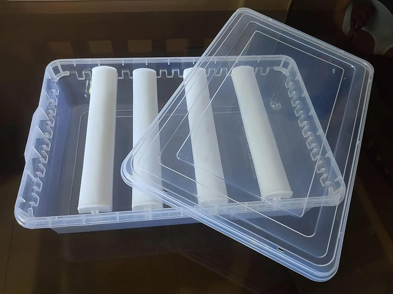 empirical shake Kada, Watches, Scrunchies I (Transparent_Big_4-Rod) Multipurpose Plastic Storage Box with 4 Adjustable Rods l Storing Box For Bangles, Chuda, 