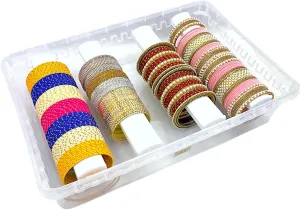 empirical shake Kada, Watches, Scrunchies I (Transparent_Big_4-Rod) Multipurpose Plastic Storage Box with 4 Adjustable Rods l Storing Box For Bangles, Chuda, 