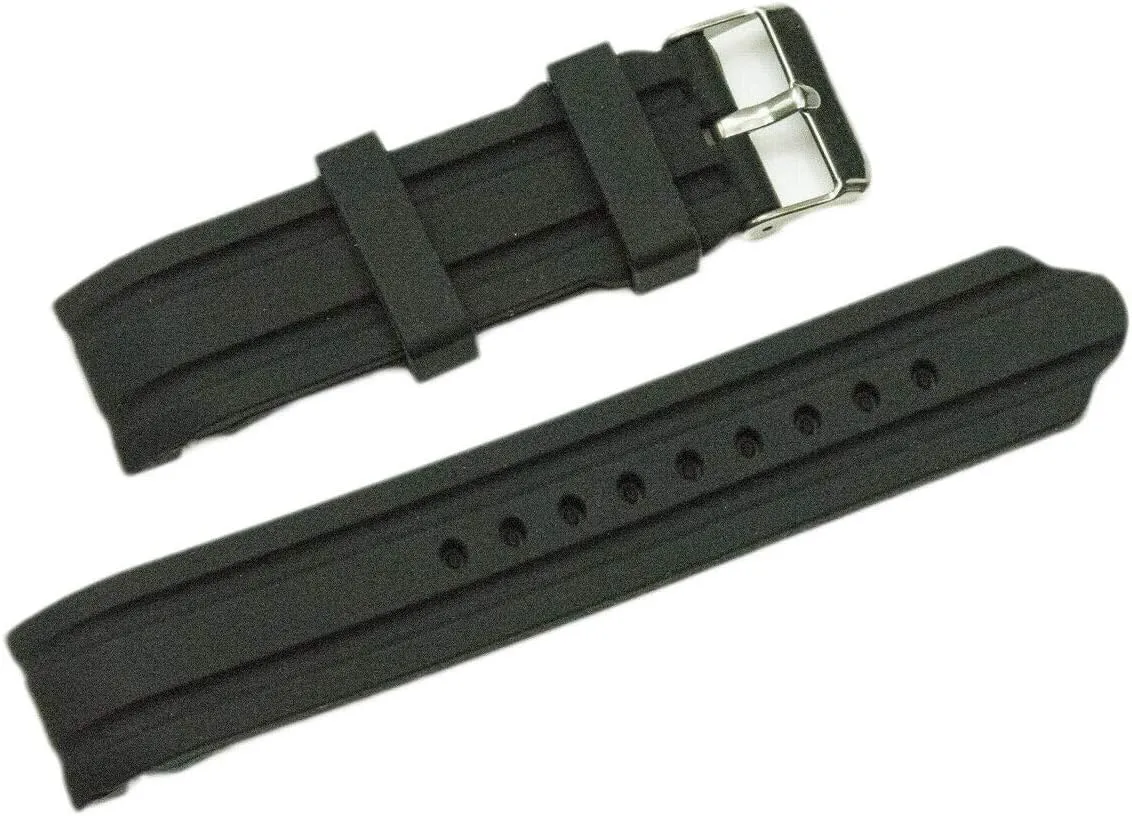 End Dive turbulent flexible provision waxy algae Watch Band Strap 24mm Black Silicone Rubber Curved 