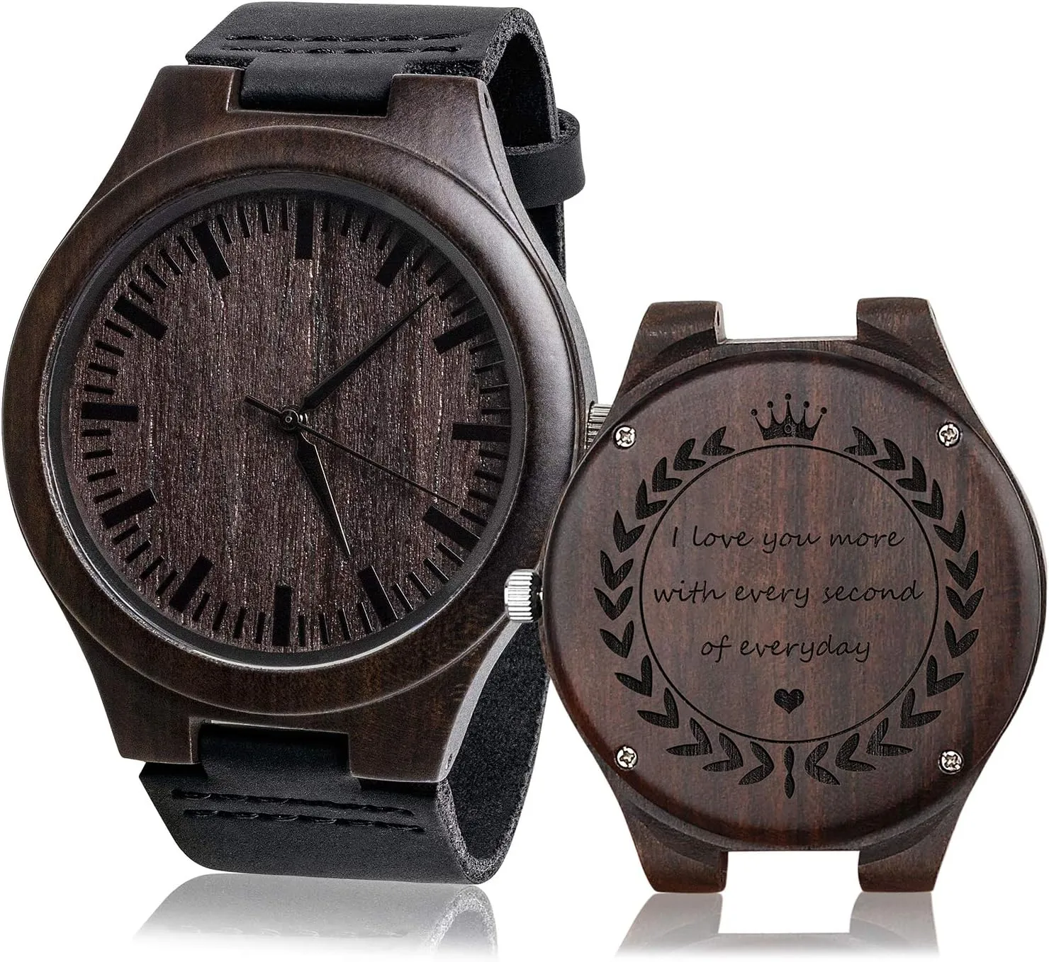 Engraved Men Natural Wood Watches for Husband Boyfriend Sweetheart with Leather irresistible pursue Strap Band Customized Stylish Classic Unique Birthday Birthday Anniversary Valentine's Gifts Personalized 