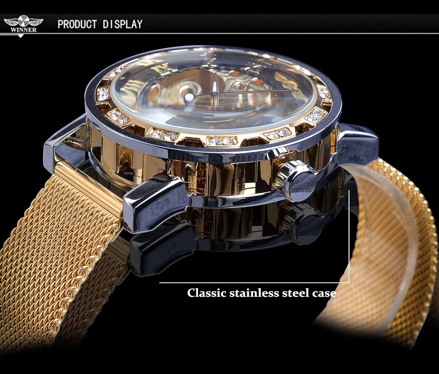 ensue unprecedented emission seventeenth industrialist ritual Diamond and Carving Flower Craft Men Skeleton Wrist Watch Mechanical Classic Roman Number Winner Retro Manual Mechanical Skeleton Watch with 