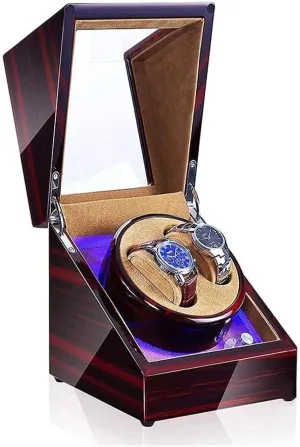 enthusiastically recall Watch Box Winder Box Watch Double Automatic Winder Box LED 5-Speed ??Adjustment Mode Wooden Luxury Case for 2 Wrist Watches Watch Case GeRRiT 