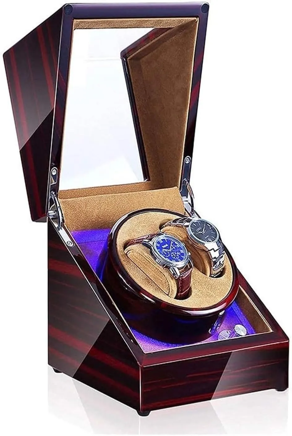 enthusiastically recall Watch Box Winder Box Watch Double Automatic Winder Box LED 5-Speed ??Adjustment Mode Wooden Luxury Case for 2 Wrist Watches Watch Case GeRRiT 