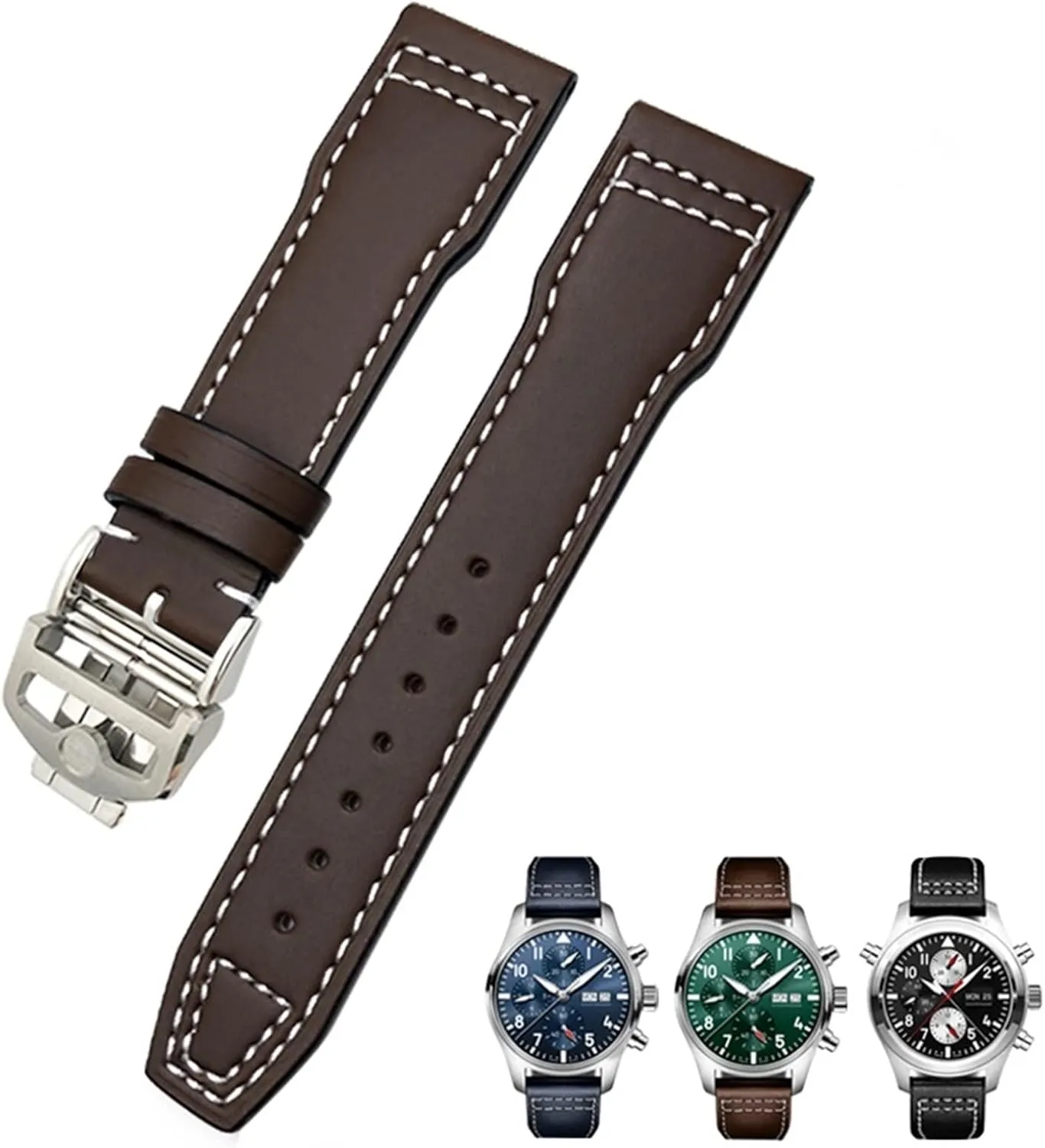 erosion snipe package grandparents Cowhide Leather Watchband Suitable For IWC Pilot Watches Portugieser Bracelets Mark 18 Soft Blue Strap 20mm 21mm 