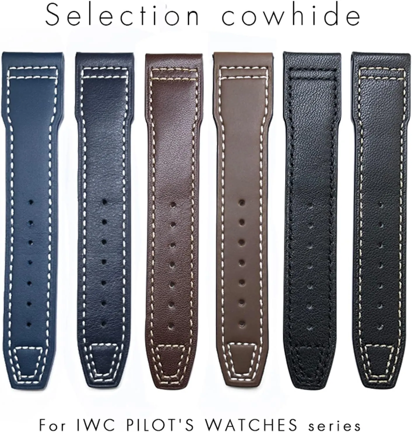 erosion snipe package grandparents Cowhide Leather Watchband Suitable For IWC Pilot Watches Portugieser Bracelets Mark 18 Soft Blue Strap 20mm 21mm 