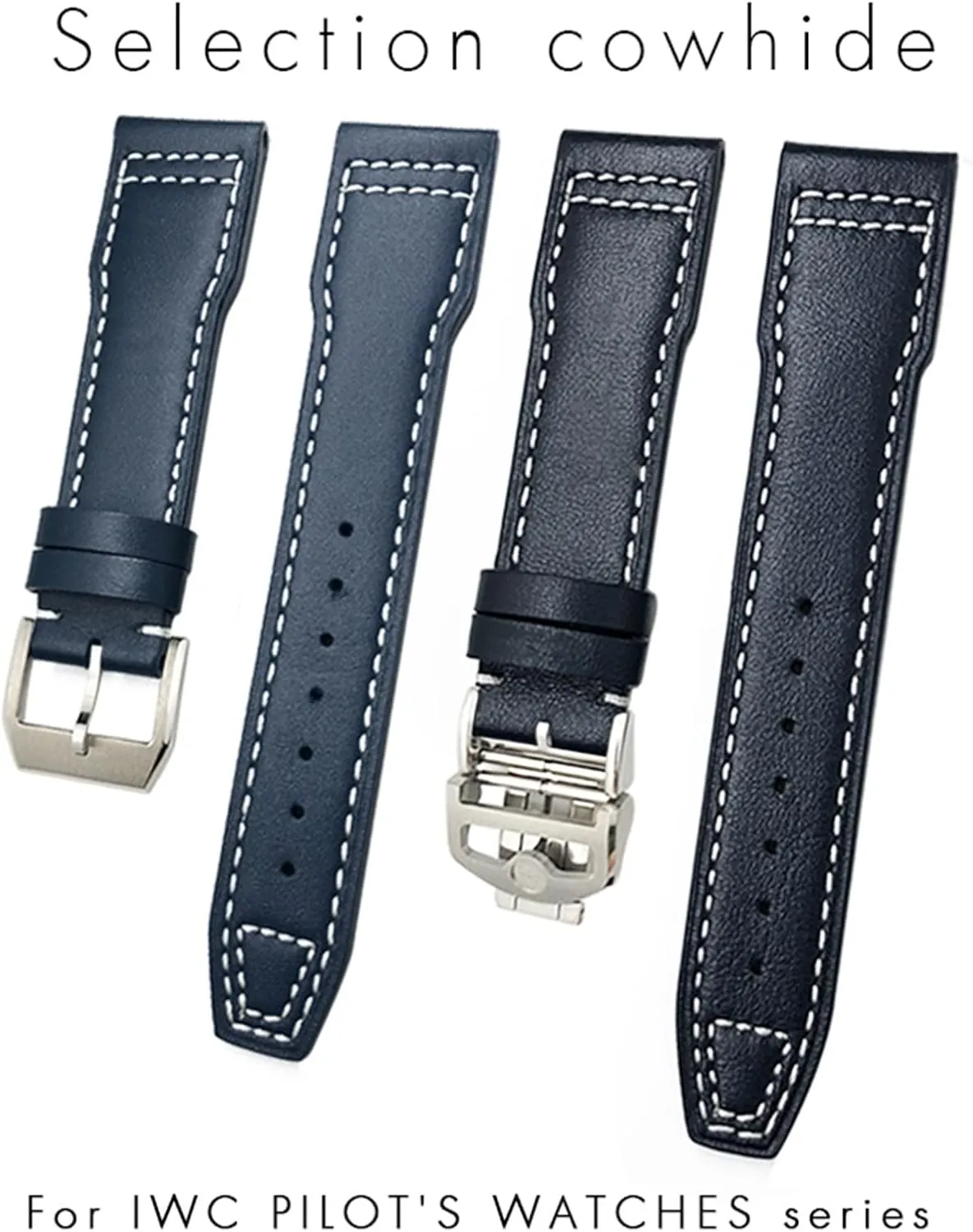 erosion snipe package grandparents Cowhide Leather Watchband Suitable For IWC Pilot Watches Portugieser Bracelets Mark 18 Soft Blue Strap 20mm 21mm 