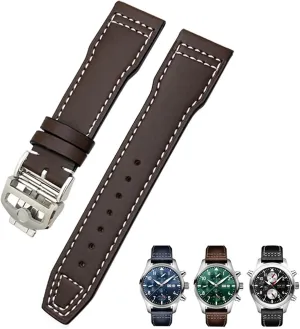 erosion snipe package grandparents Cowhide Leather Watchband Suitable For IWC Pilot Watches Portugieser Bracelets Mark 18 Soft Blue Strap 20mm 21mm 