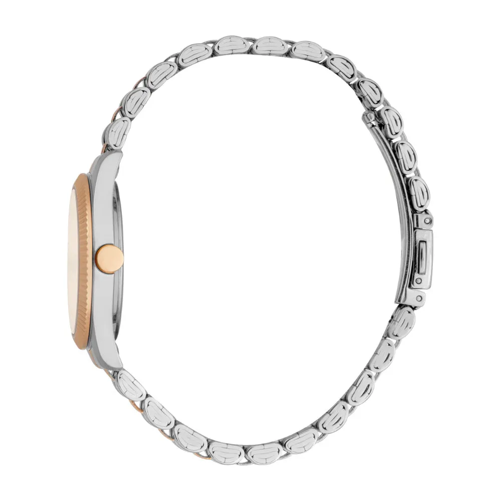 ESPRIT Women Watch, Two Tone Silver & Rose Gold Color Case & Bracelet, Rose Gold Dial