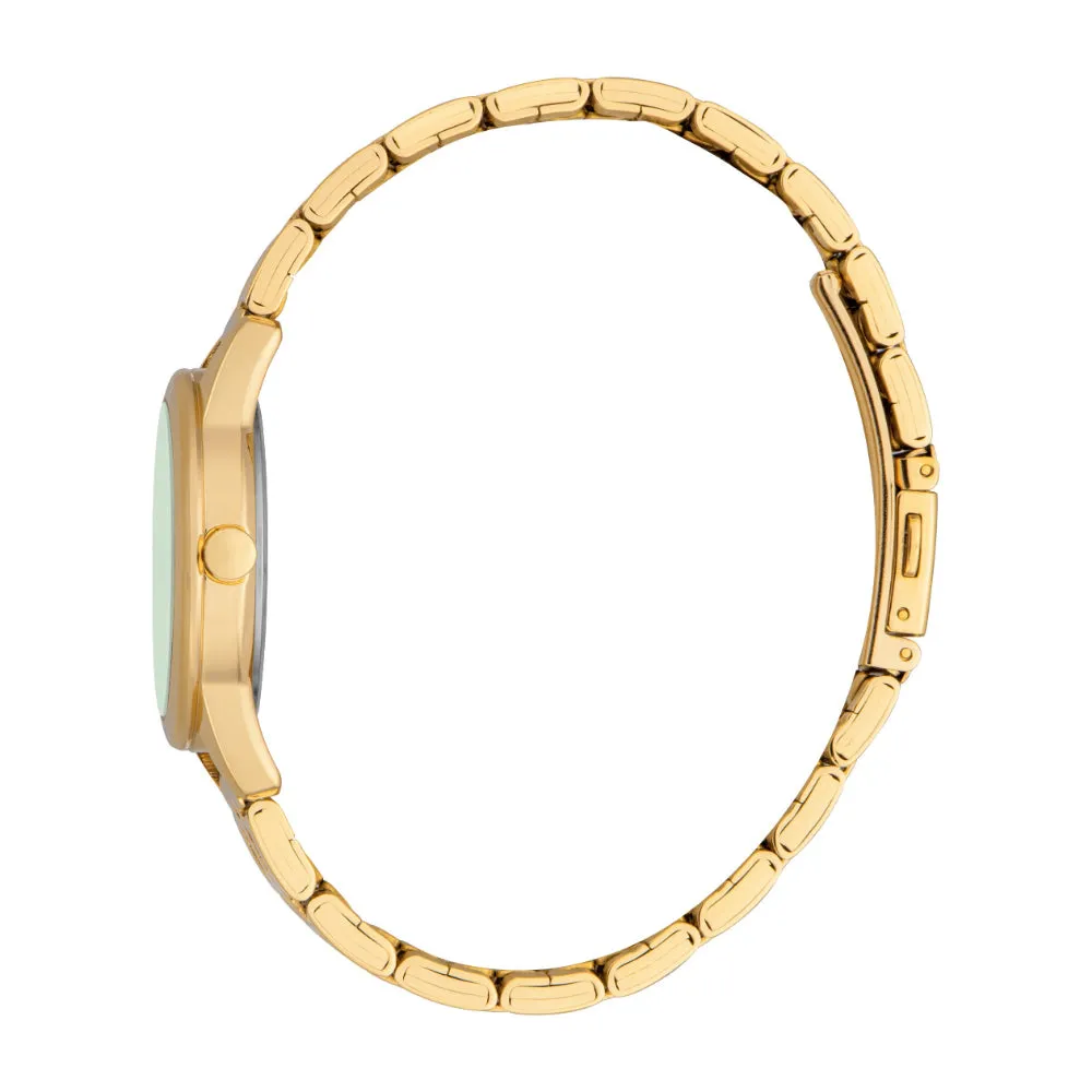 ESPRIT Women's Gold Color Watch with Dark Green Dial and Gold Metal Bracelet