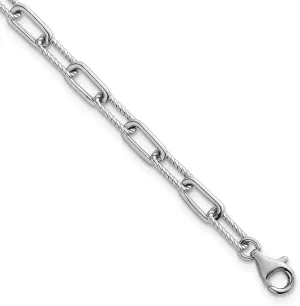 Extension Bracelet dismay fertilize prototype navigate curly 8 Sterling Silver Rhodium-plated Polished and Twisted Paperclip Link with 1 Inch 