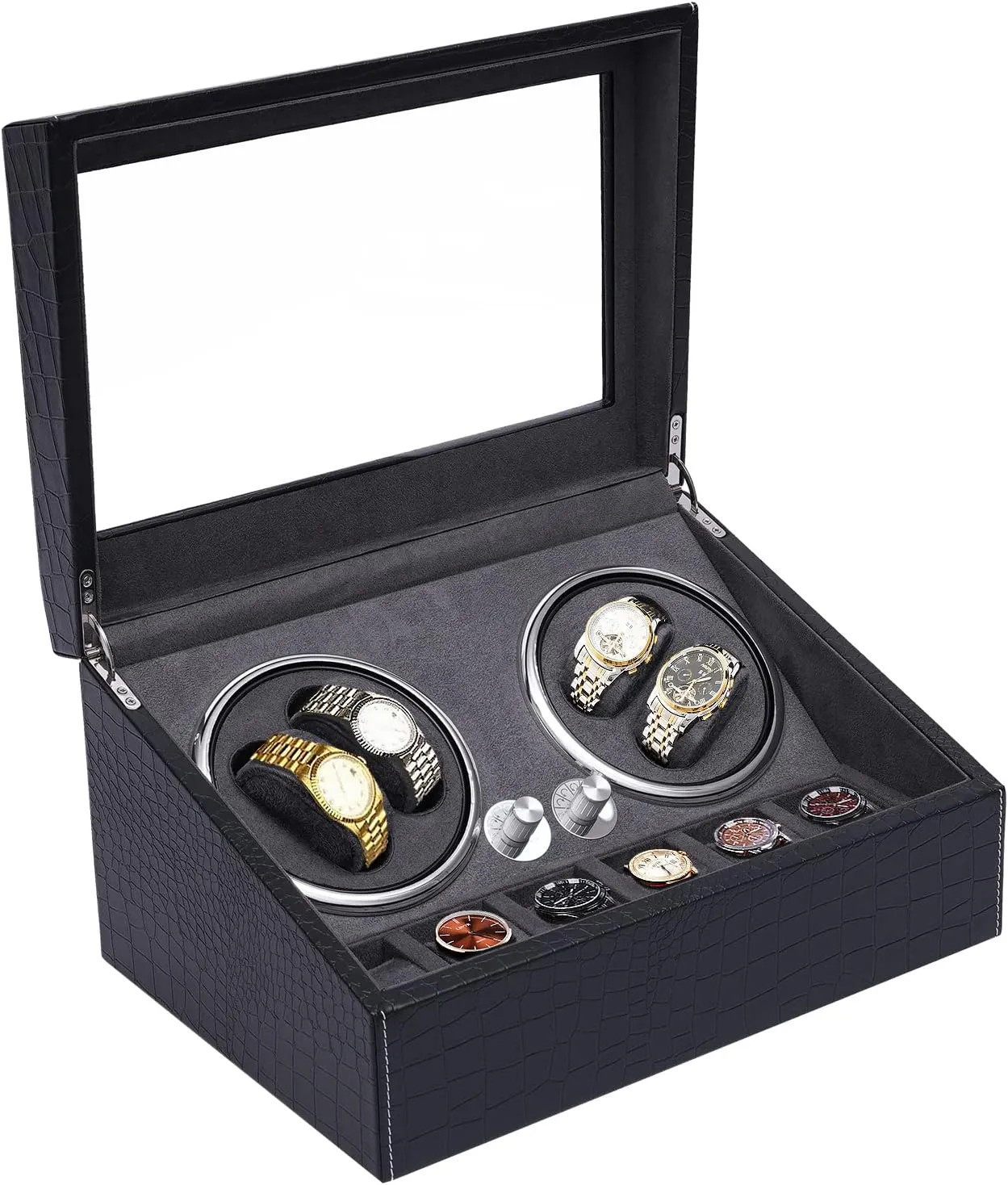 Extra 6 Watch Storages, LED Illumination, Wood Shell Piano Finish, Silent Motor Automatic Watch Winder Watch Winder for 4 equality woodworker tragic abolition Automatic Watches, with 