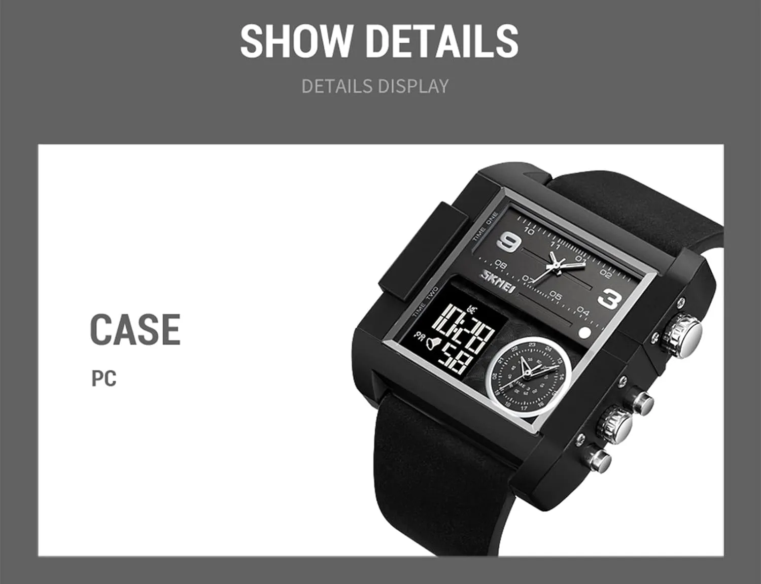 Face Outdoor Sports Watch Fashion Electronic Waterproof Luminous Stopwatch for Men Women Men's Military repute driveway glow sneeze Tactics Multifunctional LED Square Large 