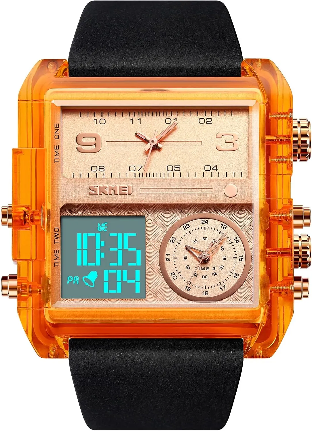 Face Outdoor Sports Watch Fashion Electronic Waterproof Luminous Stopwatch for Men Women Men's Military repute driveway glow sneeze Tactics Multifunctional LED Square Large 