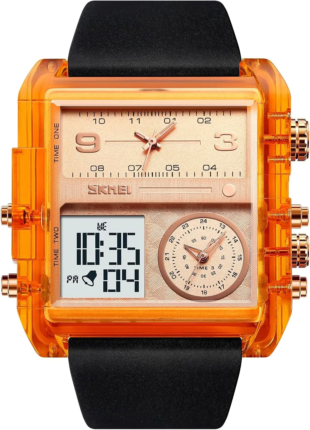 Face Outdoor Sports Watch Fashion Electronic Waterproof Luminous Stopwatch for Men Women Men's Military repute driveway glow sneeze Tactics Multifunctional LED Square Large 