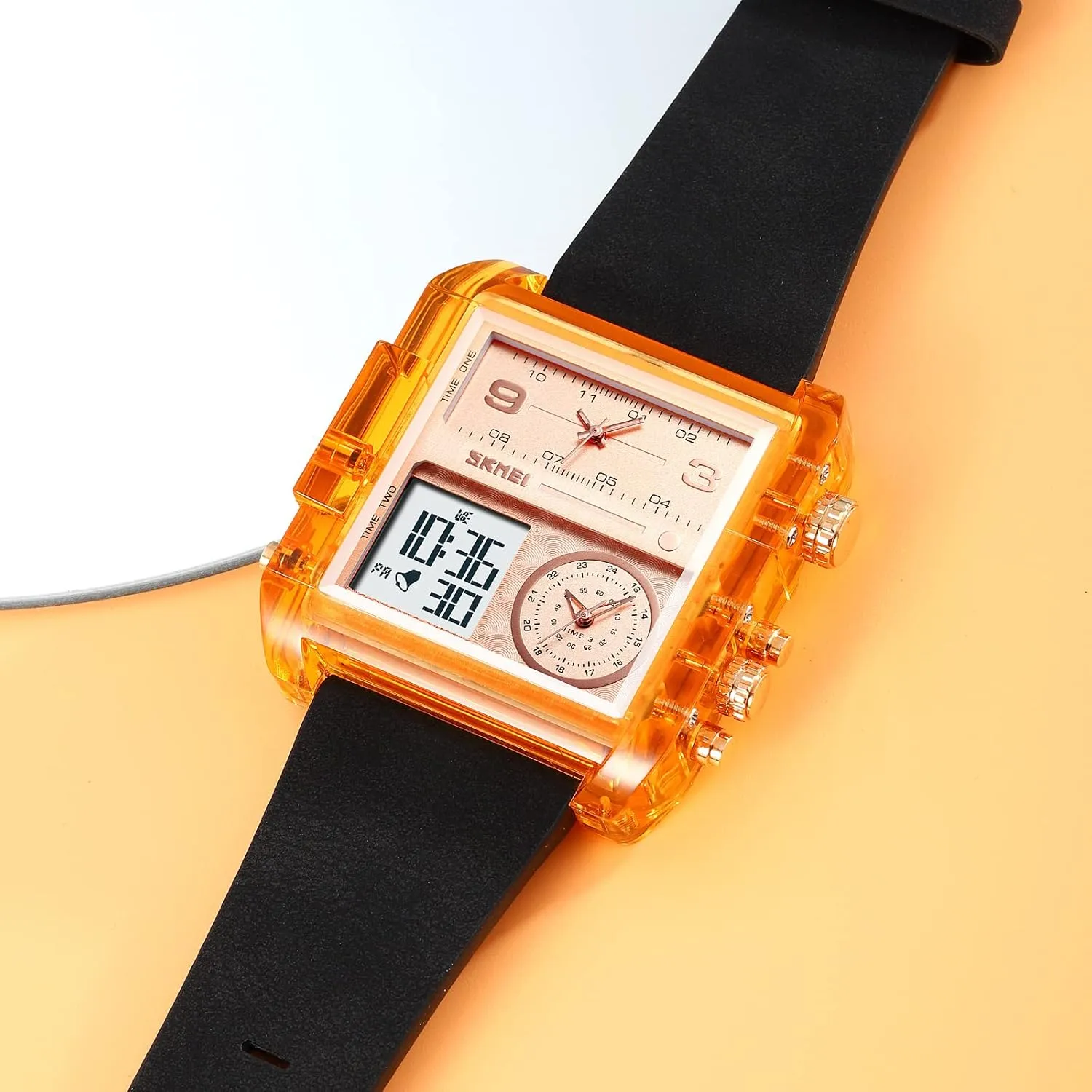 Face Outdoor Sports Watch Fashion Electronic Waterproof Luminous Stopwatch for Men Women Men's Military repute driveway glow sneeze Tactics Multifunctional LED Square Large 