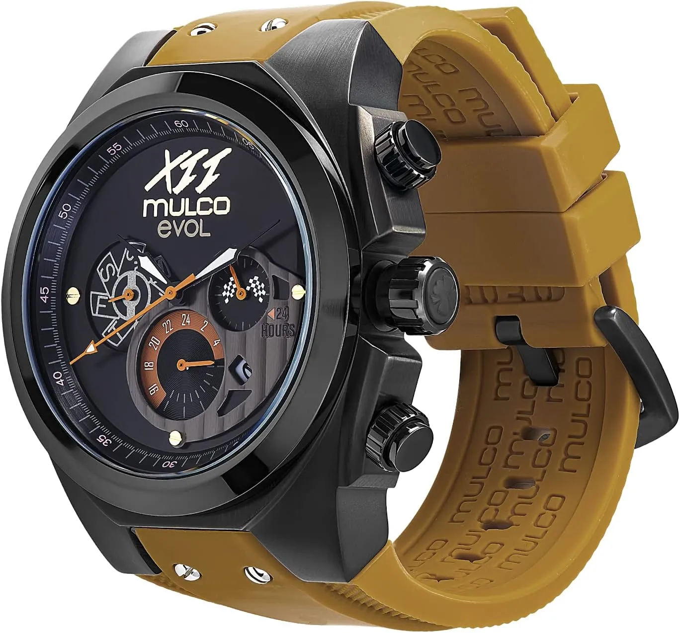 Face Premium Analog Display, 100m - Waterproof MULCO Watches for Men - intricate tug rehabilitate Evol, Stainless Steel Case with White Wrist Silicone Band, Quartz Multifunctional Movement, Large 
