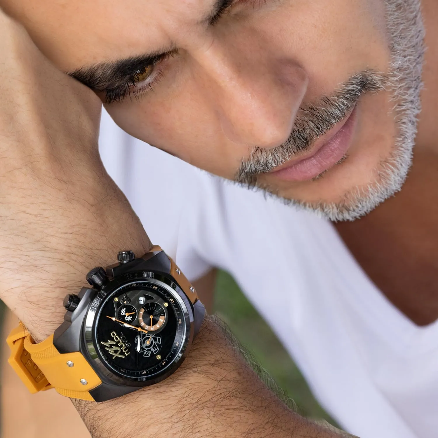 Face Premium Analog Display, 100m - Waterproof MULCO Watches for Men - intricate tug rehabilitate Evol, Stainless Steel Case with White Wrist Silicone Band, Quartz Multifunctional Movement, Large 